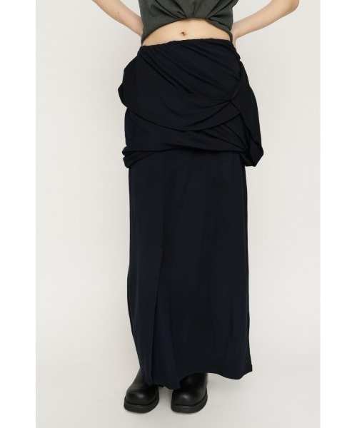 SLY(スライ)の「DRAPE CUT L/SK ドレープカットロングスカート 春服 夏服(スカート・レディース・杢グレー/ブラック・FREE)」の2枚目の写真
