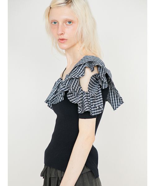 SORIN(ソリン )の「Asymmetric Frilled Top/アシンメトリック フリルトップ(Tシャツ/カットソー・レディース・グレー/ダークネイビー/ブラック・38)」の5枚目の写真