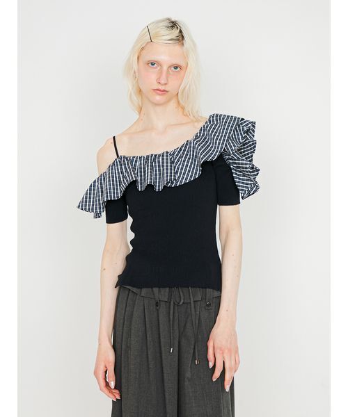 SORIN(ソリン )の「Asymmetric Frilled Top/アシンメトリック フリルトップ(Tシャツ/カットソー・レディース・グレー/ダークネイビー/ブラック・38)」の6枚目の写真