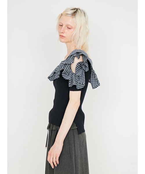SORIN(ソリン )の「Asymmetric Frilled Top/アシンメトリック フリルトップ(Tシャツ/カットソー・レディース・グレー/ダークネイビー/ブラック・38)」の7枚目の写真