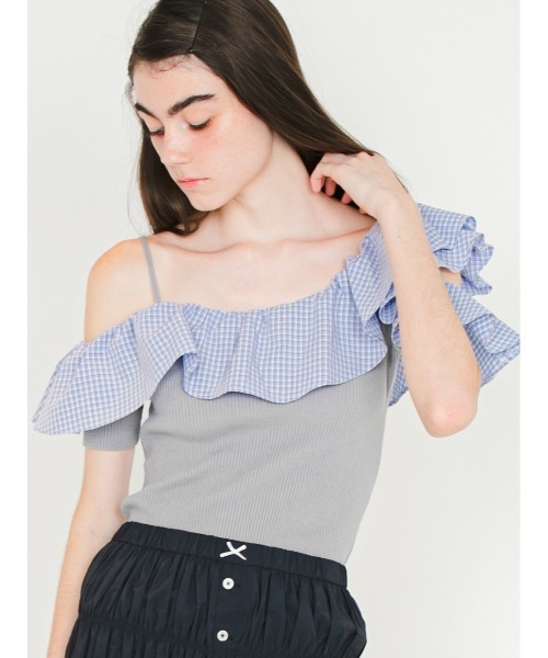 SORIN(ソリン )の「Asymmetric Frilled Top/アシンメトリック フリルトップ(Tシャツ/カットソー・レディース・グレー/ダークネイビー/ブラック・38)」の3枚目の写真
