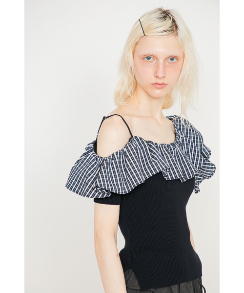 SORIN(ソリン )の「Asymmetric Frilled Top/アシンメトリック フリルトップ(Tシャツ/カットソー・レディース・グレー/ダークネイビー/ブラック・38)」の1枚目の写真