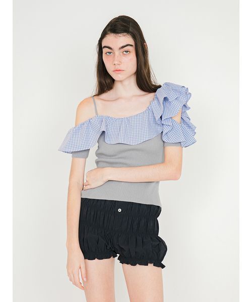 SORIN(ソリン )の「Asymmetric Frilled Top/アシンメトリック フリルトップ(Tシャツ/カットソー・レディース・グレー/ダークネイビー/ブラック・38)」の18枚目の写真