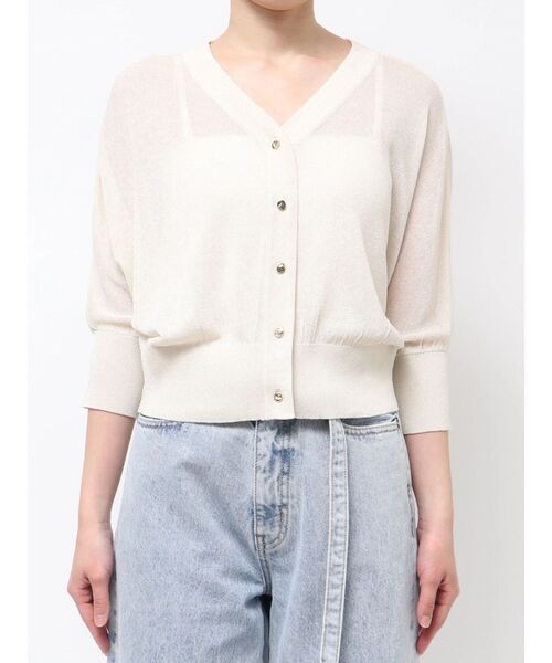 LAGUNAMOON(ラグナムーン)の「2WAYラメシアーニットカーディガン 【夏服】(カーディガン/ボレロ・レディース・モカ/アイボリー/ピンク/ブラック・FREE)」の6枚目の写真