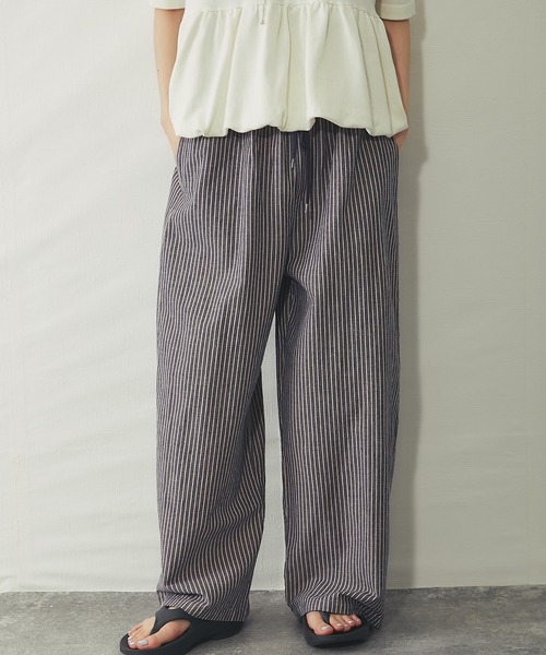 ANOTHER S(アナザーエス)の「リラクシー綿麻 ストライプワイドパンツ(その他パンツ・レディース・ブラック/ライトベージュ/ネイビー・FREE)」の13枚目の写真