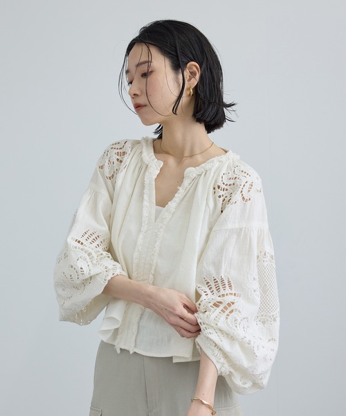 アプワイザー  今期カットワークブラウス新品 UNITED ARROWS LTD. OUTLET｜カットワーク ギャザー ブラウス