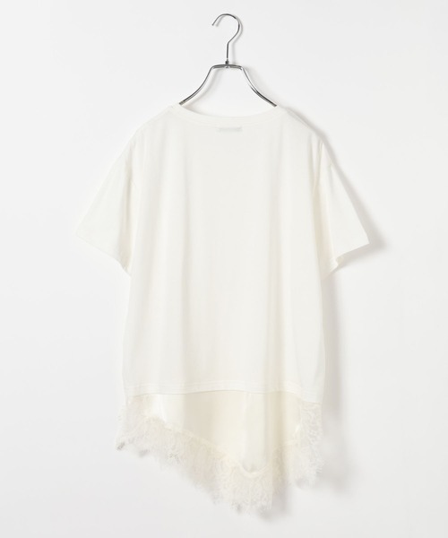 BAYFLOW（ベイフロー）の「アシメレースヘム半袖Tシャツ（Tシャツ/カットソー・レディース・オフホワイト/チャコール/ベージュ・FREE）」の4枚目の写真