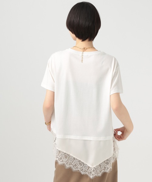 BAYFLOW（ベイフロー）の「アシメレースヘム半袖Tシャツ（Tシャツ/カットソー・レディース・オフホワイト/チャコール/ベージュ・FREE）」の13枚目の写真