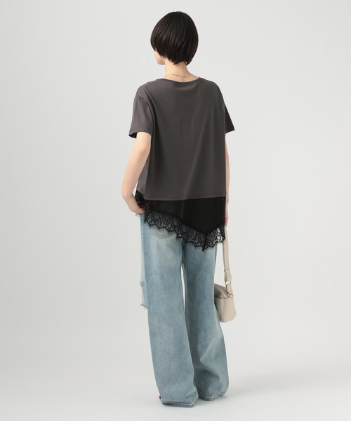 BAYFLOW（ベイフロー）の「アシメレースヘム半袖Tシャツ（Tシャツ/カットソー・レディース・オフホワイト/チャコール/ベージュ・FREE）」の17枚目の写真