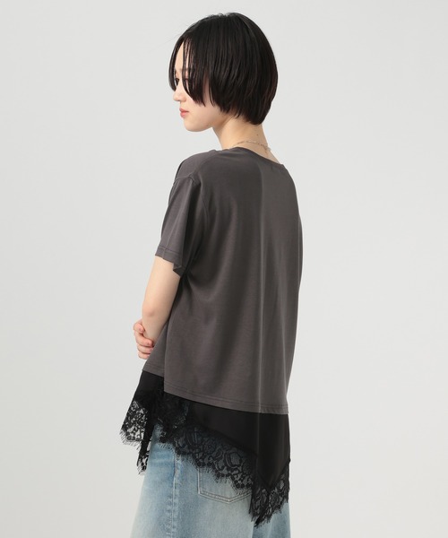 BAYFLOW（ベイフロー）の「アシメレースヘム半袖Tシャツ（Tシャツ/カットソー・レディース・オフホワイト/チャコール/ベージュ・FREE）」の20枚目の写真