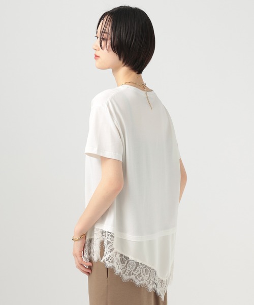 BAYFLOW（ベイフロー）の「アシメレースヘム半袖Tシャツ（Tシャツ/カットソー・レディース・オフホワイト/チャコール/ベージュ・FREE）」の12枚目の写真