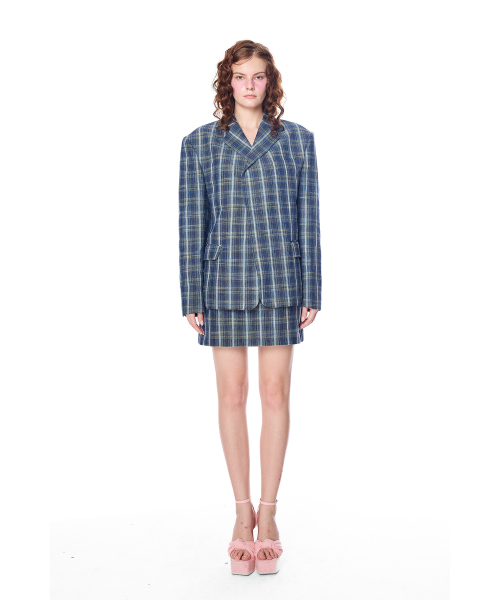 GREEDILOUS(グリディアス)の「Check Pattern green inside Denim Blazer(テーラードジャケット・レディース・その他・X-SMALL/SMALL/MEDIUM/LARGE)」の2枚目の写真