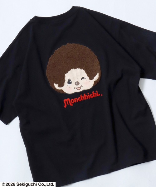 Salong hameu(サロン ハミュー)の「モンチッチ サガラ刺繍バックプリントTシャツ/ビッグシルエット レトロキャラ 韓国人気 ストリート ユニセックス(Tシャツ/カットソー・レディース・ホワイト/ピンク/ブラック・S/M/L)」の3枚目の写真