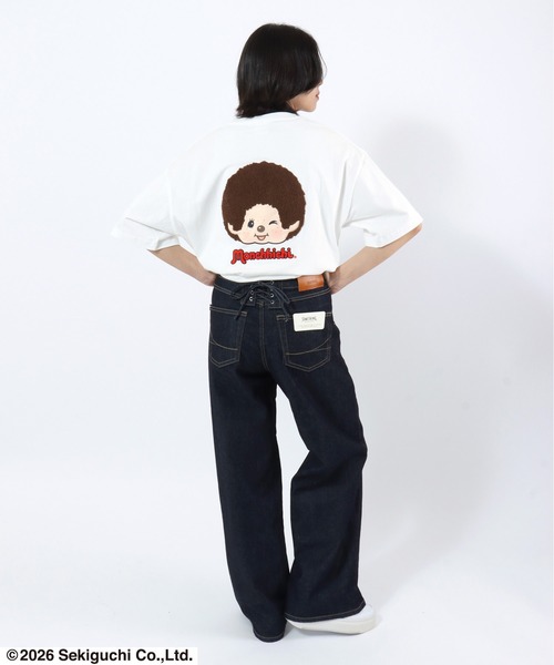 Salong hameu(サロン ハミュー)の「モンチッチ サガラ刺繍バックプリントTシャツ/ビッグシルエット レトロキャラ 韓国人気 ストリート ユニセックス(Tシャツ/カットソー・レディース・ホワイト/ピンク/ブラック・S/M/L)」の21枚目の写真