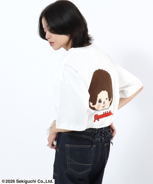Salong hameu(サロン ハミュー)の「モンチッチ サガラ刺繍バックプリントTシャツ/ビッグシルエット レトロキャラ 韓国人気 ストリート ユニセックス(Tシャツ/カットソー・レディース・ホワイト/ピンク/ブラック・S/M/L)」の20枚目の写真