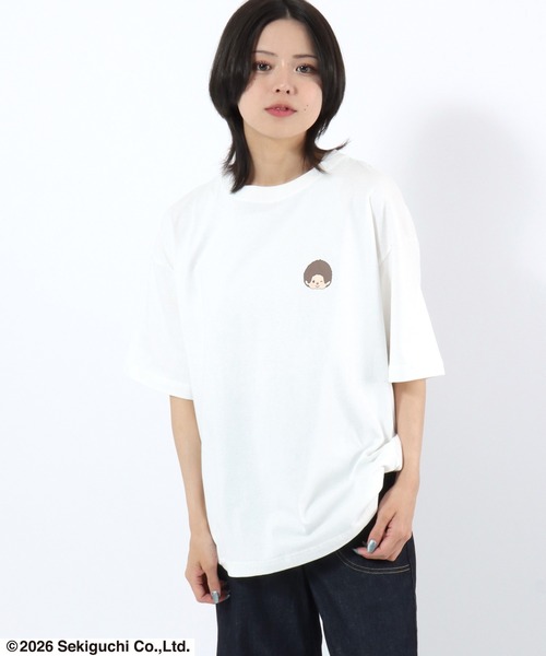Salong hameu(サロン ハミュー)の「モンチッチ サガラ刺繍バックプリントTシャツ/ビッグシルエット レトロキャラ 韓国人気 ストリート ユニセックス(Tシャツ/カットソー・レディース・ホワイト/ピンク/ブラック・S/M/L)」の18枚目の写真