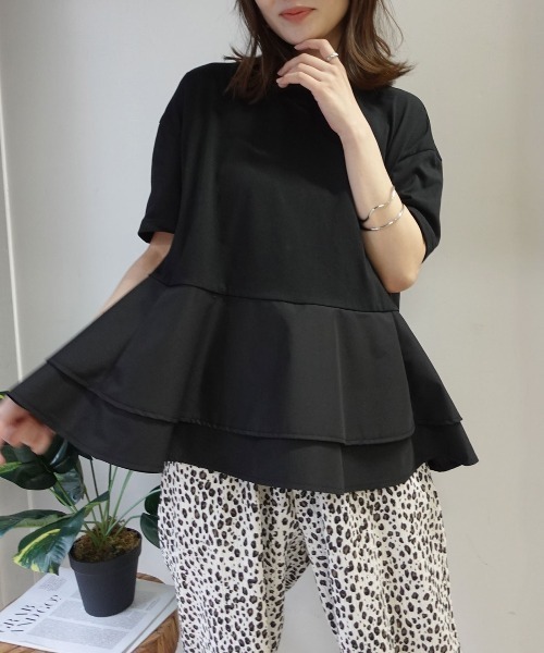 CORNERS(コーナーズ)の「【機能素材】ペプラムフレアTシャツ【接触冷感】【UV加工】【吸水速乾】(Tシャツ/カットソー・レディース・ブルー/ブラック/ホワイト/キャメル・M)」の20枚目の写真