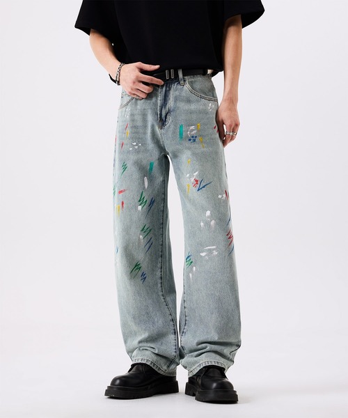 HOOK(フック)の「HOOK ペイントスプラッシュ デニムパンツ(デニムパンツ・メンズ・ライトブルー・M/L/XL)」の3枚目の写真