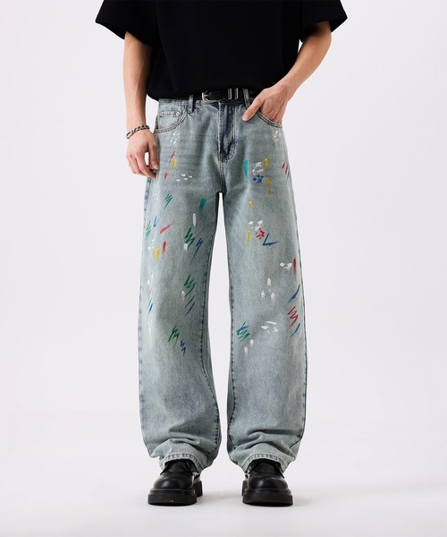 HOOK(フック)の「HOOK ペイントスプラッシュ デニムパンツ(デニムパンツ・メンズ・ライトブルー・M/L/XL)」の4枚目の写真