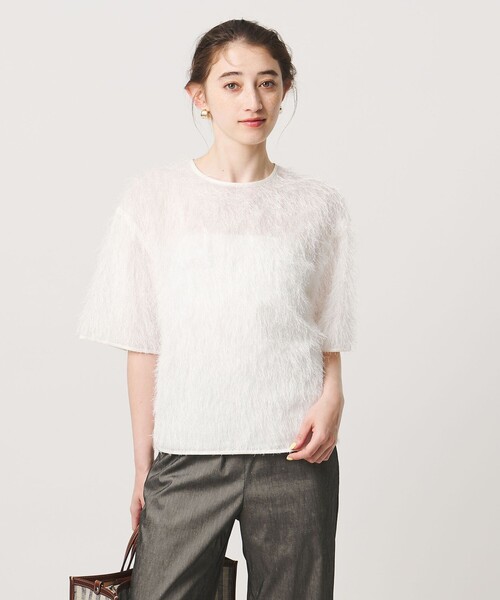UNITED ARROWS(ユナイテッドアローズ)の「フリンジ Tシャツ ブラウス(シャツ/ブラウス・レディース・ホワイト/ブラック・FREE)」の1枚目の写真