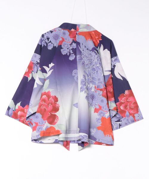 倭物やカヤ（ワモノヤカヤ）の「【倭物やカヤ】花霞WAY羽織（カーディガン/ボレロ・レディース・グリーン/パープル/ネイビー・FREE）」の4枚目の写真