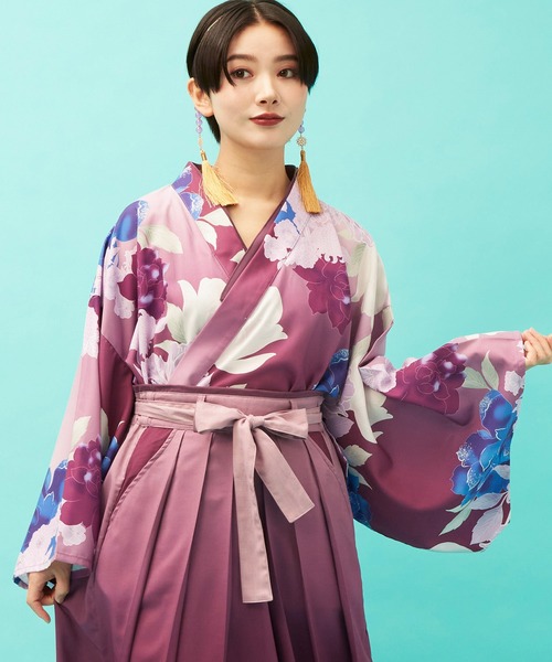倭物やカヤ（ワモノヤカヤ）の「【倭物やカヤ】花霞WAY羽織（カーディガン/ボレロ・レディース・グリーン/パープル/ネイビー・FREE）」の3枚目の写真