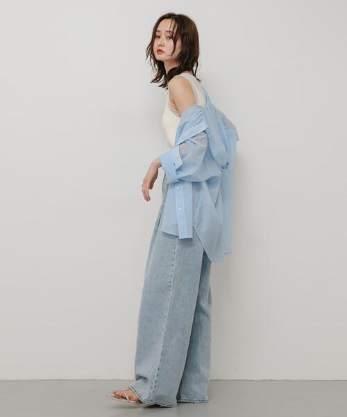 SENSE OF PLACE by URBAN RESEARCH(センスオブプレイスバイアーバンリサーチ)の「シアーレイヤードカップツキタンクトップ(タンクトップ・レディース・アイボリー/グレー/ブラック・ONE)」の6枚目の写真