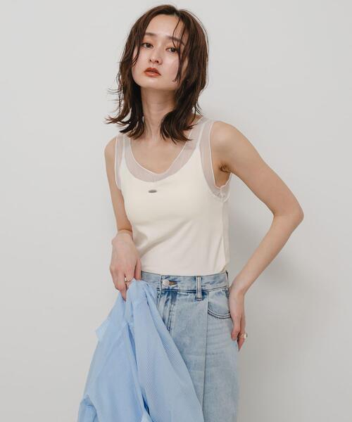 SENSE OF PLACE by URBAN RESEARCH(センスオブプレイスバイアーバンリサーチ)の「シアーレイヤードカップツキタンクトップ(タンクトップ・レディース・アイボリー/グレー/ブラック・ONE)」の7枚目の写真