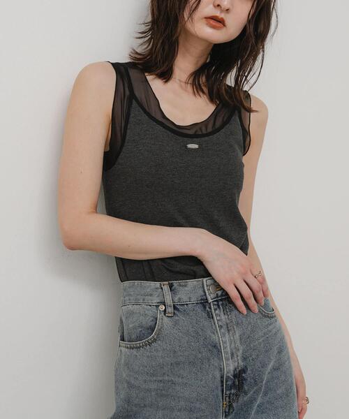 SENSE OF PLACE by URBAN RESEARCH(センスオブプレイスバイアーバンリサーチ)の「シアーレイヤードカップツキタンクトップ(タンクトップ・レディース・アイボリー/グレー/ブラック・ONE)」の16枚目の写真