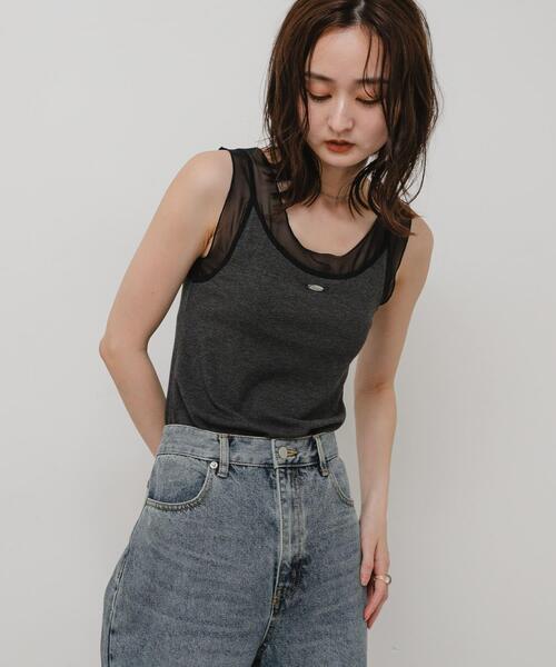 SENSE OF PLACE by URBAN RESEARCH(センスオブプレイスバイアーバンリサーチ)の「シアーレイヤードカップツキタンクトップ(タンクトップ・レディース・アイボリー/グレー/ブラック・ONE)」の17枚目の写真