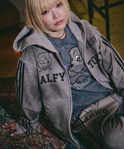 GALFY(ガルフィー)の「【GALFY】全力汚し部パーカー / 【ガルフィー】ラインジップパーカー(パーカー・メンズ・ブラック×ピンク/ブラック×ホワイト/グレー・L/XL)」の3枚目の写真