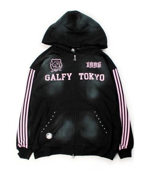 GALFY(ガルフィー)の「【GALFY】全力汚し部パーカー / 【ガルフィー】ラインジップパーカー(パーカー・メンズ・ブラック×ピンク/ブラック×ホワイト/グレー・L/XL)」の15枚目の写真