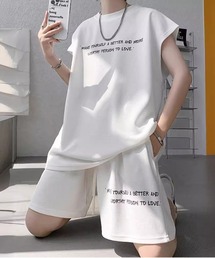 【2点SET】リブート ワッフル セットアップ ノースリT&ショーツ