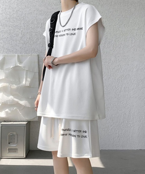 NEW GENTLEMAN(ニュージェントルマン)の「【2点SET】リブート ワッフル セットアップ ノースリT&ショーツ(Tシャツ/カットソー・メンズ・ブラック/ホワイト/グレー・XL/L/M)」の14枚目の写真