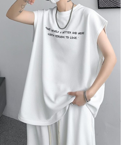 NEW GENTLEMAN(ニュージェントルマン)の「【2点SET】リブート ワッフル セットアップ ノースリT&ショーツ(Tシャツ/カットソー・メンズ・ブラック/ホワイト/グレー・XL/L/M)」の15枚目の写真