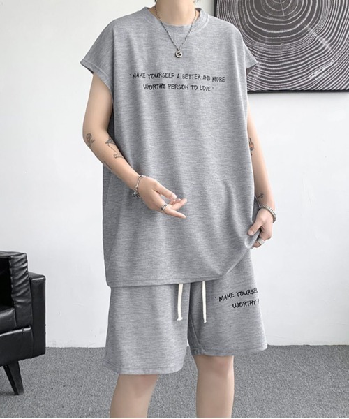 NEW GENTLEMAN(ニュージェントルマン)の「【2点SET】リブート ワッフル セットアップ ノースリT&ショーツ(Tシャツ/カットソー・メンズ・ブラック/ホワイト/グレー・XL/L/M)」の8枚目の写真