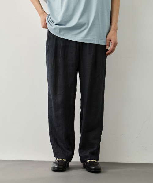 markaware(マーカウェア)の「DOUBLE PLEATED EASY TROUSERS(スラックス・メンズ・ブラック・2)」の2枚目の写真