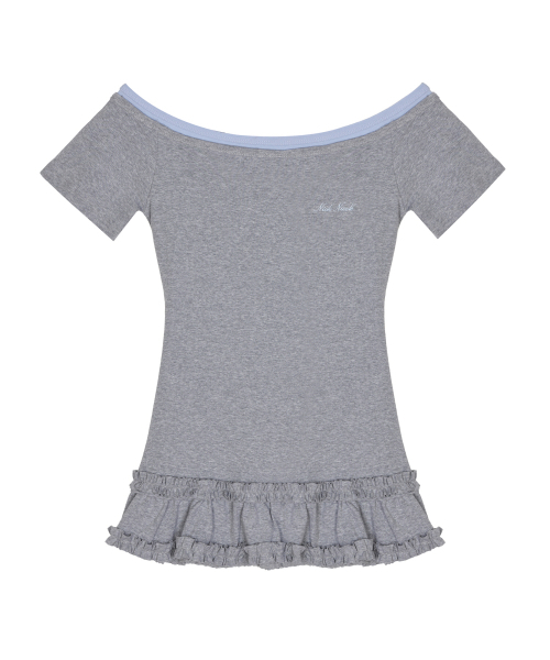 NICK&NICOLE(ニックアンドニコール)の「OFF-SHOULDER FRILL HALF TOP_GRAY(Tシャツ/カットソー・レディース・その他・FREE)」の4枚目の写真