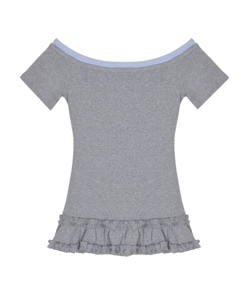 NICK&NICOLE(ニックアンドニコール)の「OFF-SHOULDER FRILL HALF TOP_GRAY(Tシャツ/カットソー・レディース・その他・FREE)」の5枚目の写真