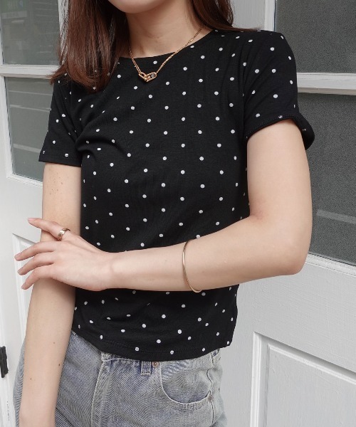 CORNERS(コーナーズ)の「ドット柄コンパクトTシャツ(Tシャツ/カットソー・レディース・ホワイト/ブラック・M)」の10枚目の写真