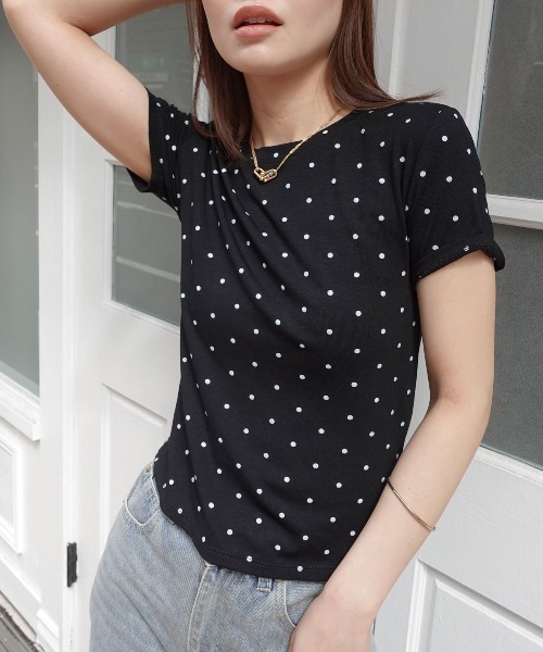 CORNERS(コーナーズ)の「ドット柄コンパクトTシャツ(Tシャツ/カットソー・レディース・ホワイト/ブラック・M)」の12枚目の写真