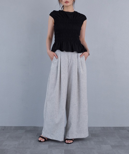 murea(ミュレア)の「フロントタックルーズワイドパンツ(その他パンツ・レディース・ベージュ/グレー・S/M)」の19枚目の写真