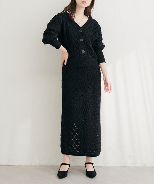 natural couture(ナチュラルクチュール)の「【6/12~6/14限定受注販売】ケーブル編みニットスカート(スカート・レディース・ボルドー/チャコールグレー/ブラック/アイボリー・FREE)」の13枚目の写真