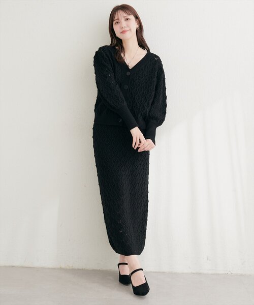 natural couture(ナチュラルクチュール)の「【6/12~6/14限定受注販売】ケーブル編みニットスカート(スカート・レディース・ボルドー/チャコールグレー/ブラック/アイボリー・FREE)」の14枚目の写真