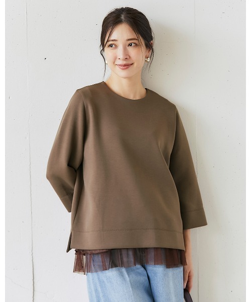 DoCLASSE( ドゥクラッセ)の「ライトダンボールニット・レイヤードトップス(Tシャツ/カットソー・レディース・ライトグレー/ブラック/ダークネイビー/ブラウン・L/M/S)」の13枚目の写真