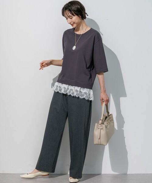 23区 L(ニジュウサンクオオキイサイズ)の「ドライ2WAYストレッチ ワイド パンツ(その他パンツ・レディース・ブラック系/グレー系/ベージュ系・50/48/46/44)」の21枚目の写真