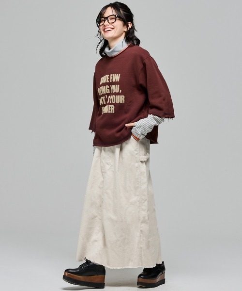 KRIFF MAYER Lady's Collection(クリフメイヤーレディースコレクション)の「コーデュロイペインタークライミングスカート(スカート・レディース・ブラック/ナチュラル/ベージュ/ブラウン/カラフル・LARGE/MEDIUM)」の6枚目の写真