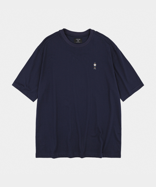 LETTERCOMO(レテルコモ)の「レターボーイエンブロイダリーハーフTシャツネイビー(Tシャツ/カットソー・メンズ・ネイビー・MEDIUM/LARGE)」の1枚目の写真