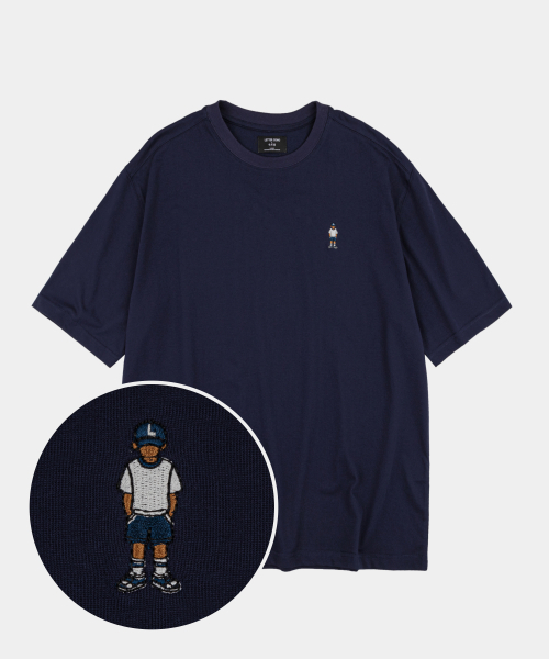 LETTERCOMO(レテルコモ)の「レターボーイエンブロイダリーハーフTシャツネイビー(Tシャツ/カットソー・メンズ・ネイビー・MEDIUM/LARGE)」の2枚目の写真