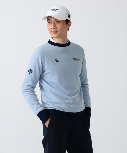 BEAMS GOLF（ビームスゴルフ）の「PL.SFDT_SC_KT.PO（ニット/セーター・メンズ・ホワイト系その他5/サックスブルー・XL/S/L）」の2枚目の写真